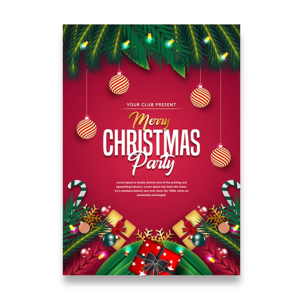 Red Christmas creative flyer design with best elements
