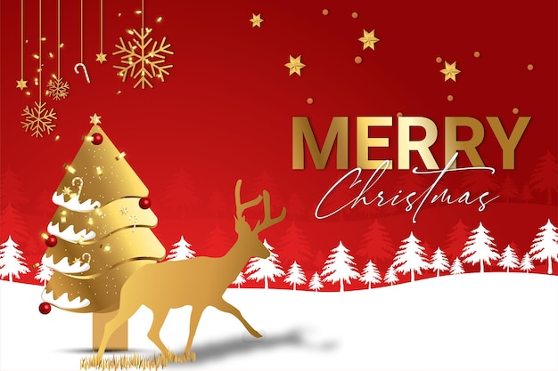 Red Christmas Deer Banner