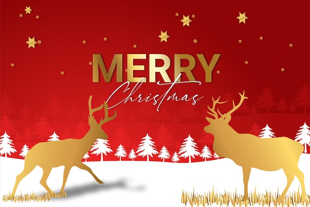 Red christmas deer banner