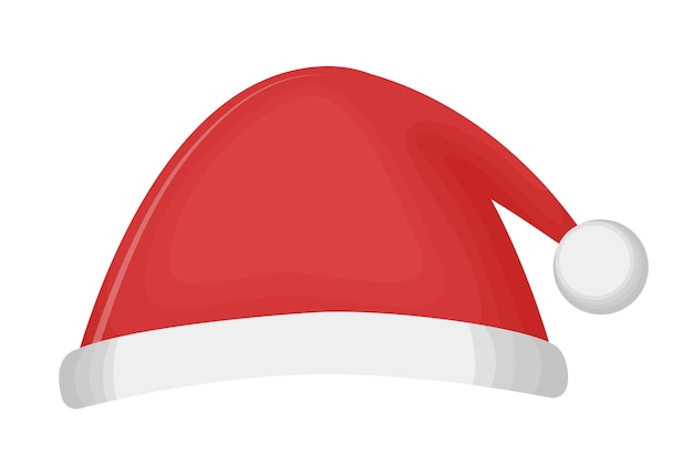 Cappello di natale rosso con pompon bianco. cappello da babbo natale isolato su sfondo bianco.