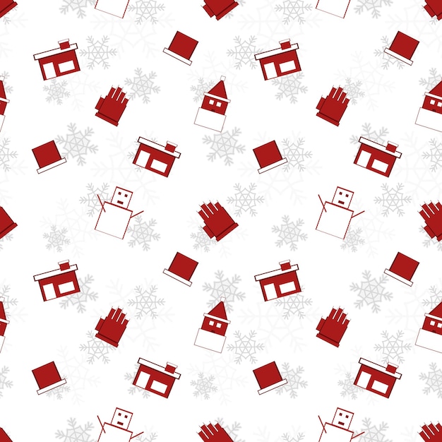 Красный рождественский объект силуэт вектор повторяющийся узор, созданный на белом фоне с острыми краями рождественский объект повторяющийся узор