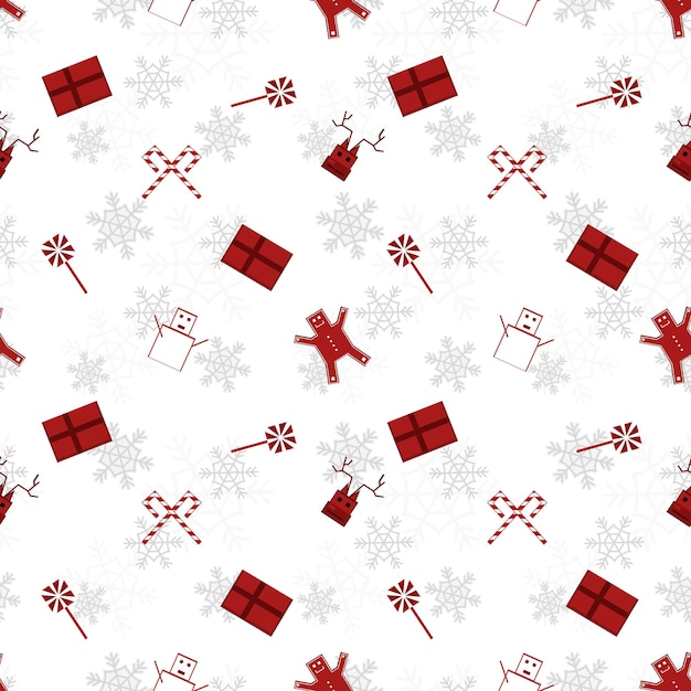 Red Christmas object silhouette vector repeat pattern created on white background sharp edged Christmas object repeat pattern