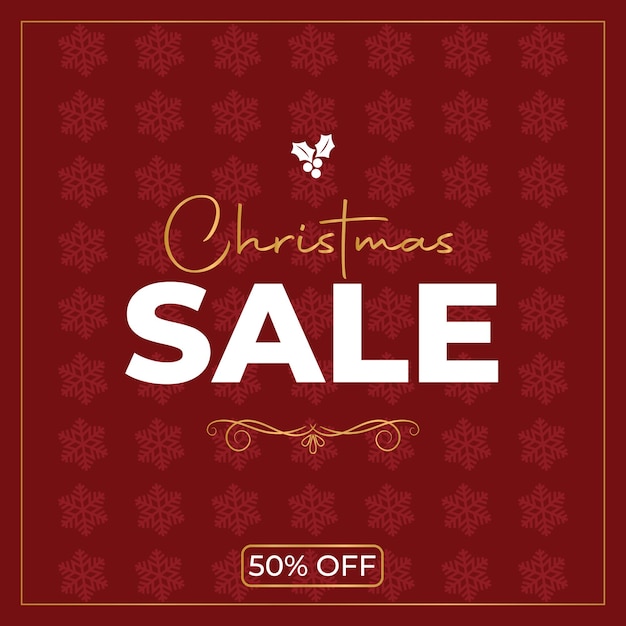 Red christmas sale poster vector