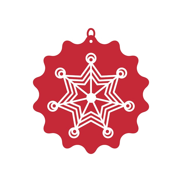 Red Christmas snowflake icon on white background for graphic and web design