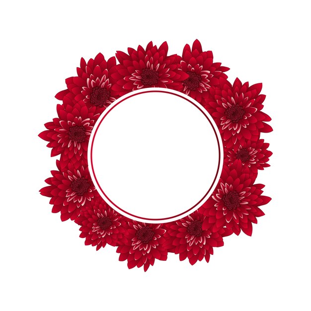 Vector red chrysanthemum banner wreath