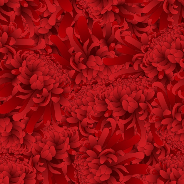 Red Chrysanthemum Flower Seamless Background