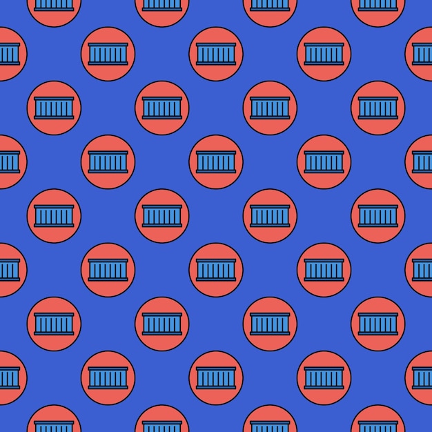 Red Circle with Blue Shipping Container vector concept seamless pattern