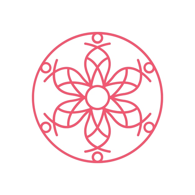 Vettore un cerchio rosso con sopra un disegno floreale.