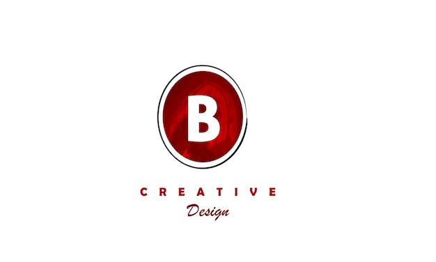 Red circle with a letter b in the middle. creative design. vector illustration.