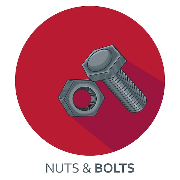 Vector a red circle with nuts and bolts on it