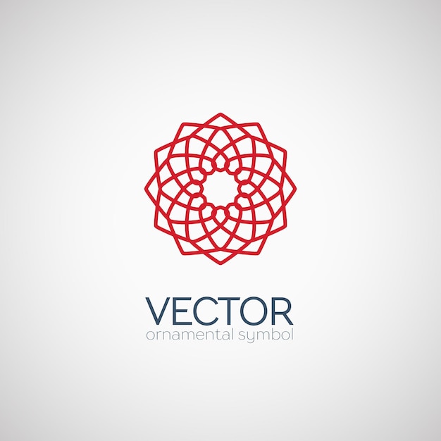 Red circular ornament Vector geometric symbol or emblem