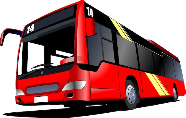 Red city bus Coach Vector illustration