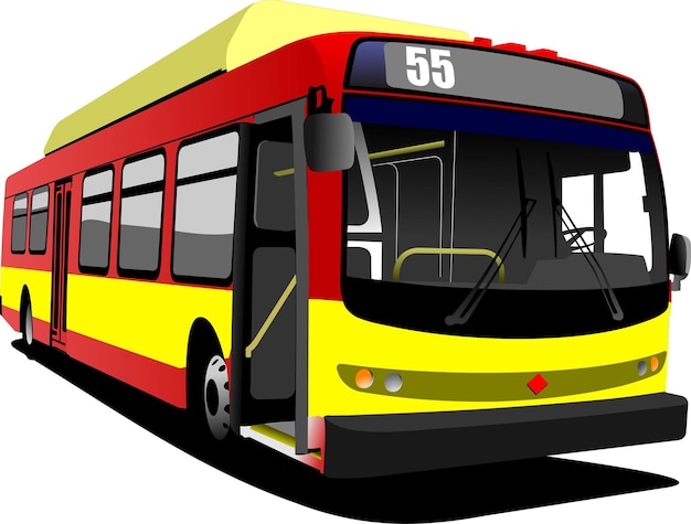 Red city bus Coach Vector illustration