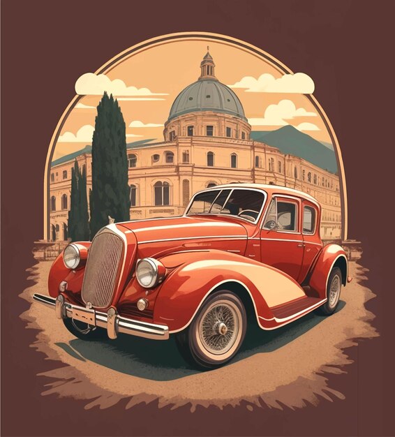 Vettore auto d'epoca rossa