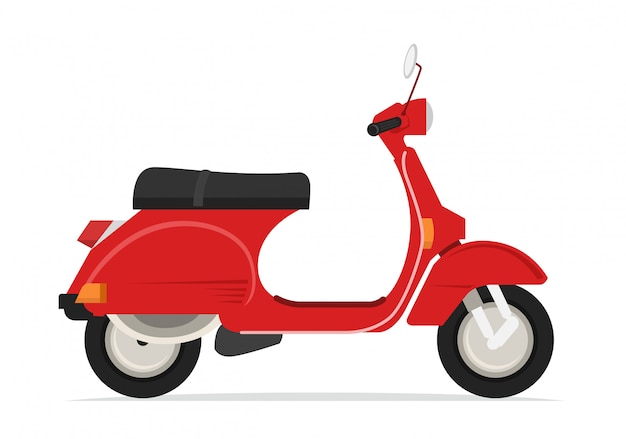 赤い古典的なスクーターのオートバイ