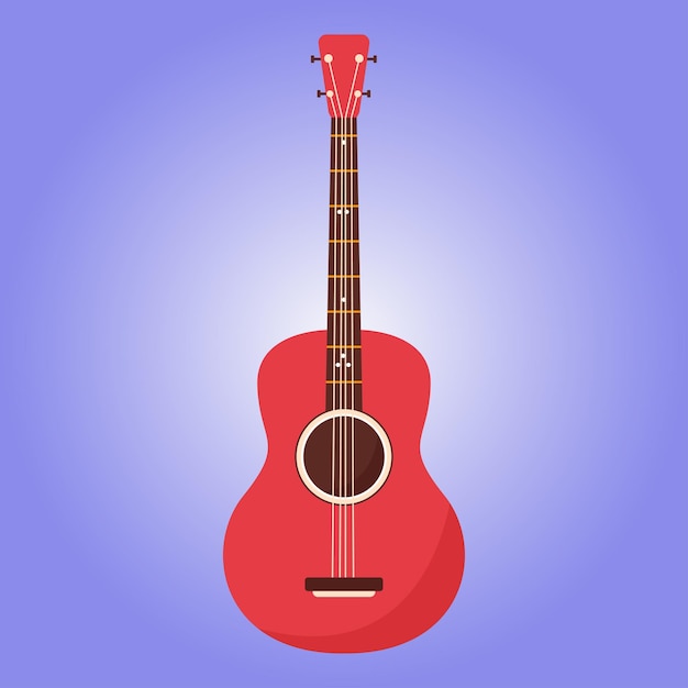 Vector red classical guitar vector