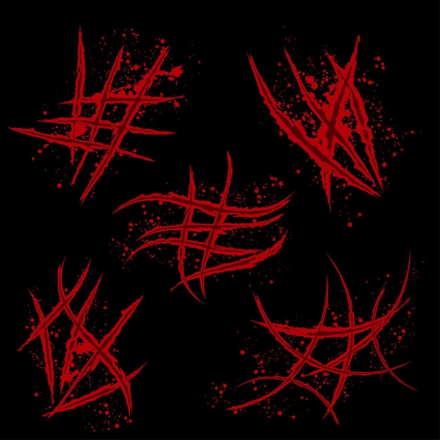 Vector red claw blood wounds black