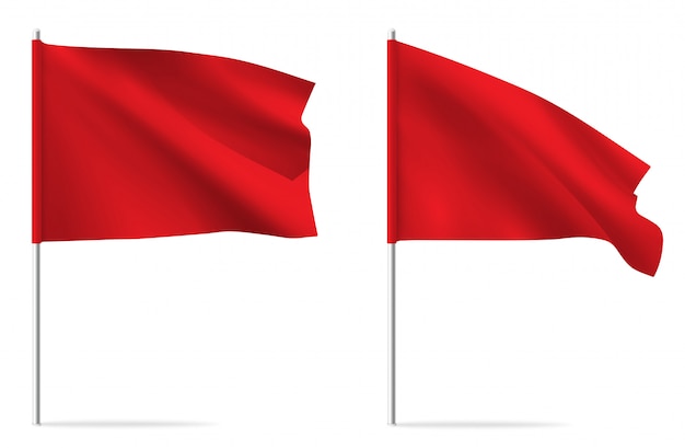 Vector red clean horizontal waving template flag.