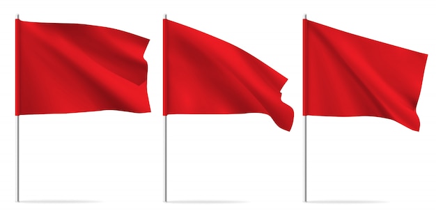 Red clean horizontal waving template flag.