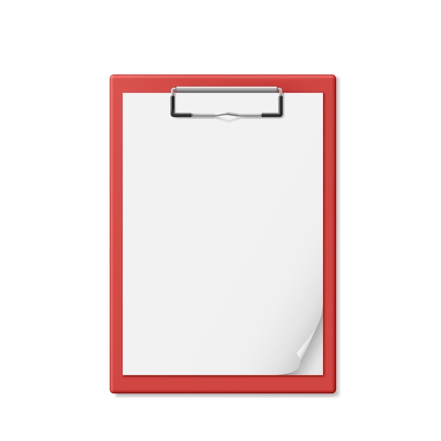 Vector red clipboard with a few sheets of paper.