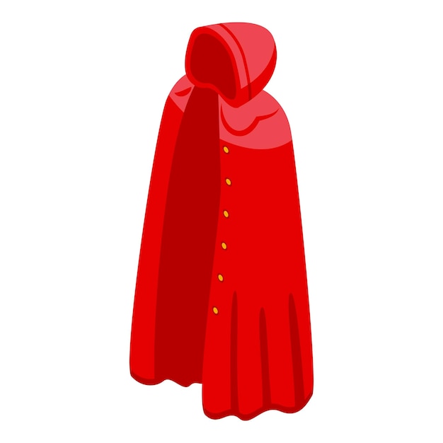 Vector red cloak icon isometric vector cape hero cloth back