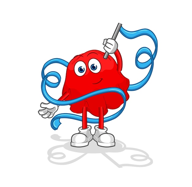 Red cloth Rhythmic Gymnastics mascot cartoon vector