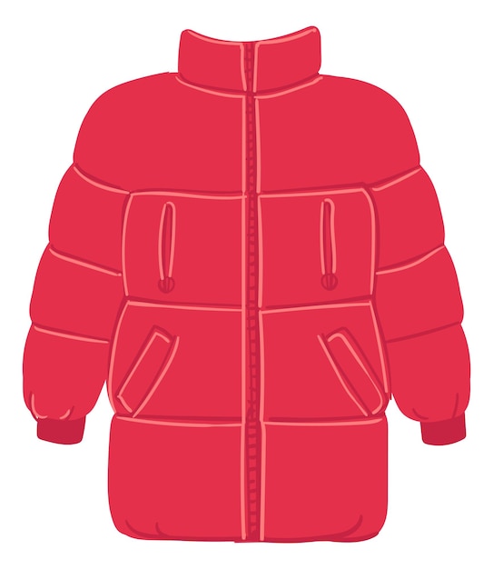 Vector red coat kid puffer jacket winter clothes