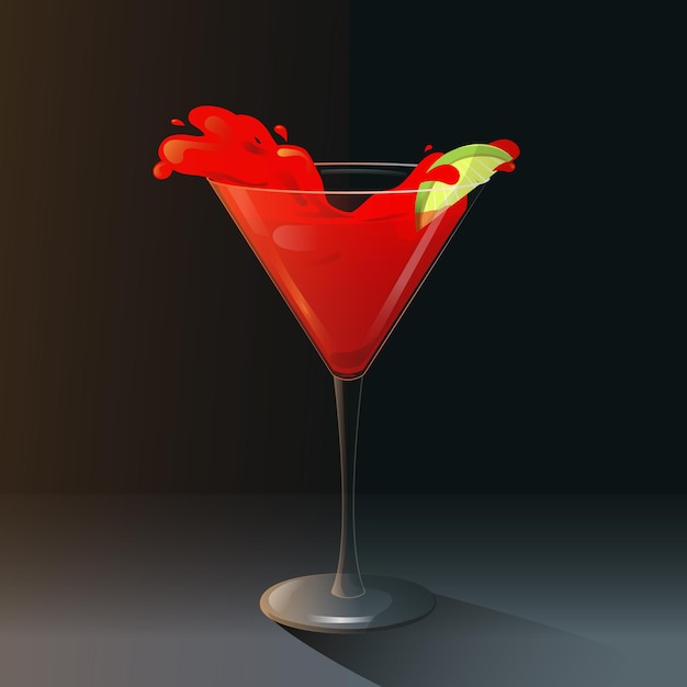 Vettore cocktail rosso su sfondo nero