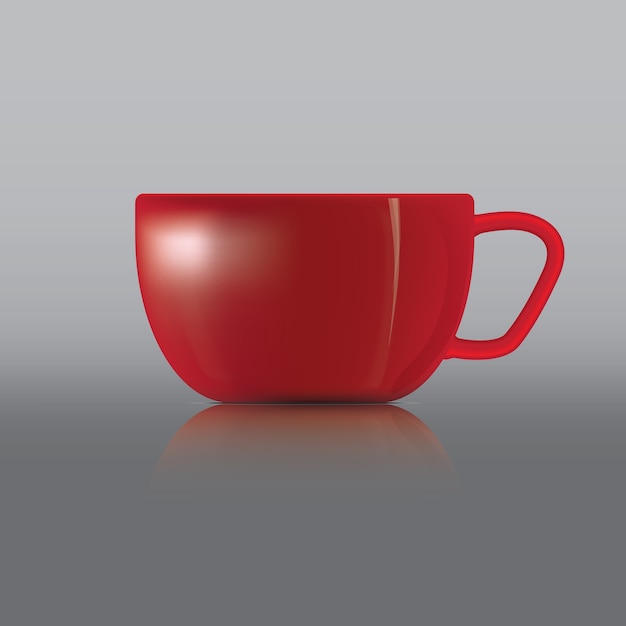 Vector red coffee cup on gray background