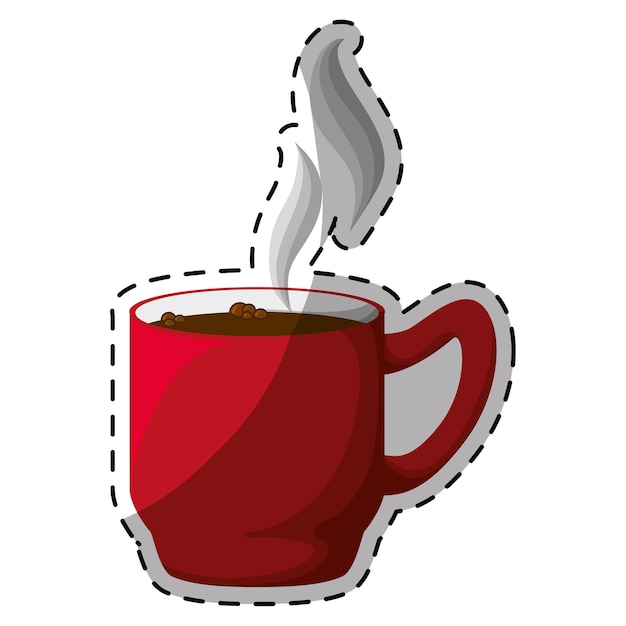 Vector red coffee cuppa with steam design
