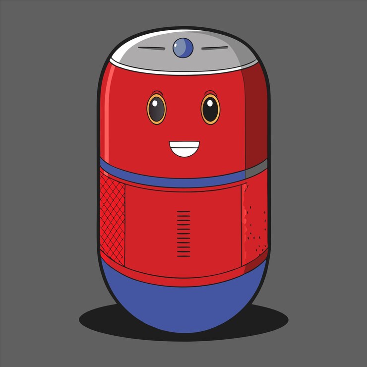 Vector a red coke can with a blue and red top and a red cap