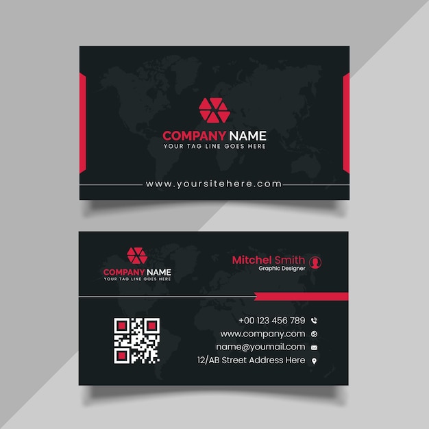 Red Color Business Card, Modern business card design