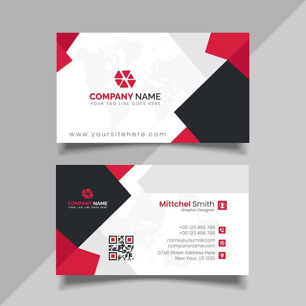 Red Color Business Card, Modern business card design