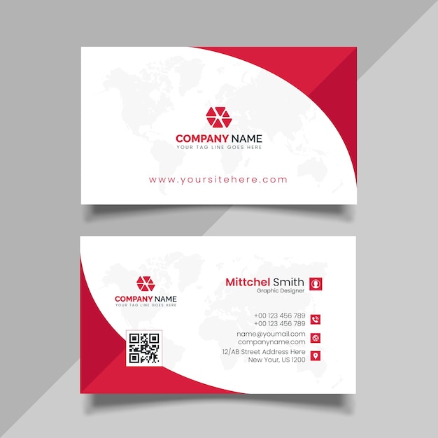 Red Color Business Card, Modern business card design