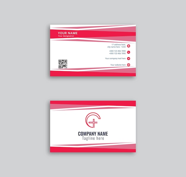 Red color business card template with free eps