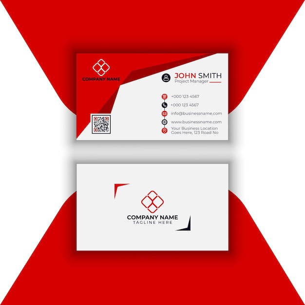 Vector red color business card template