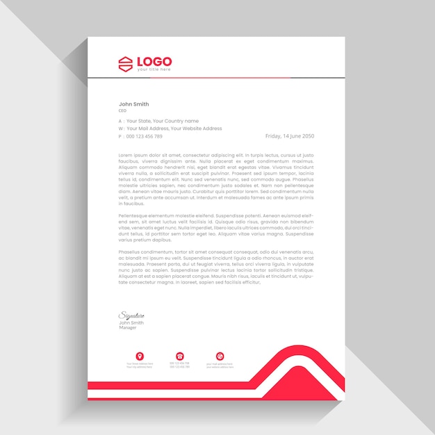 red color business letterhead template