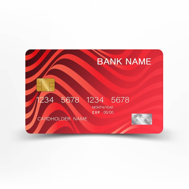 Vettore design della carta di credito di colore rosso.