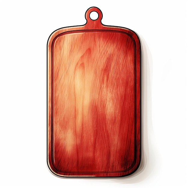 Red color Cutting board watercolor vector white backgroun