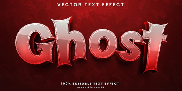 Редактируемый 3d текстовый эффект призрака красного цвета