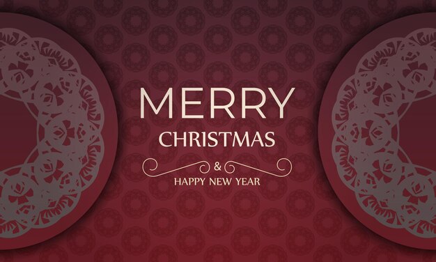 Red color happy new year flyer with winter pattern