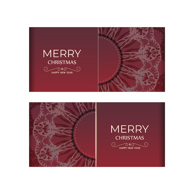 Vector red color happy new year holiday flyer with luxury ornament