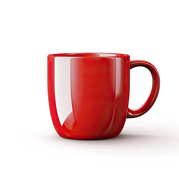 Red color mug flat vector white background isolated high