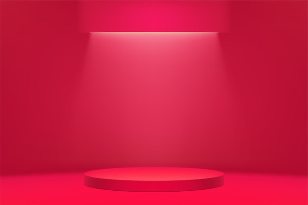 A red color podium in perspective view