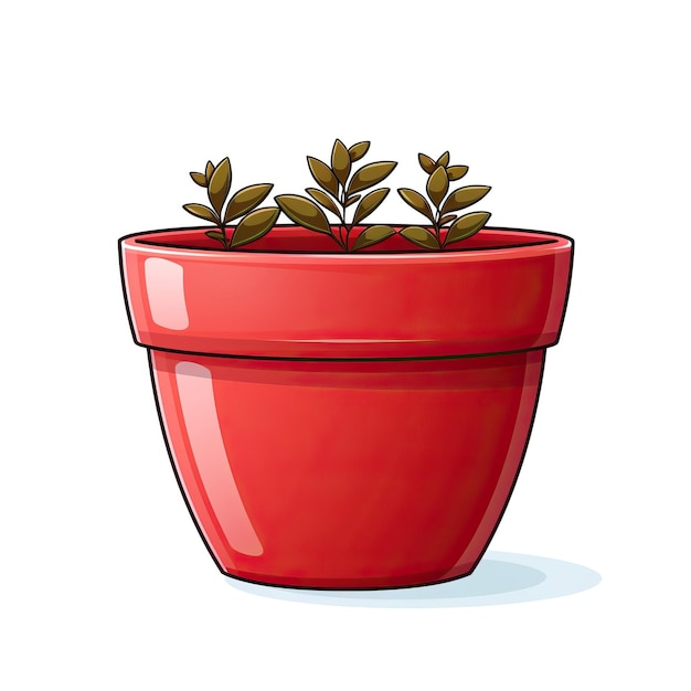 Vector red color pot cartoon vector white background isolated hi