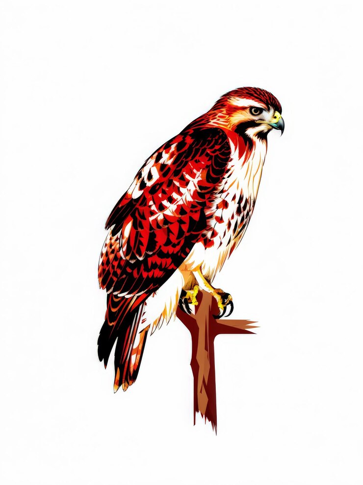 Vector red color sketch of a falcon red falcon