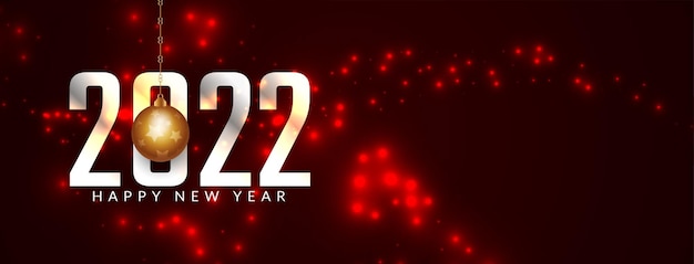 Red color stylish Happy new year 2022 sparkle banner vector