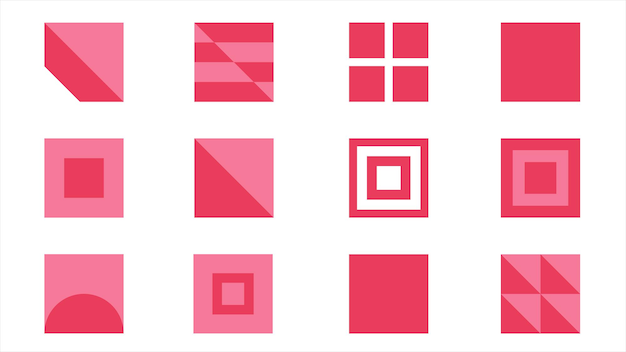 Vector red colored geometric square elements