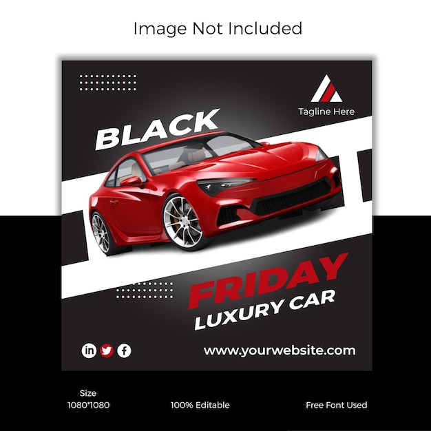 Red colors rent a car business social media post template