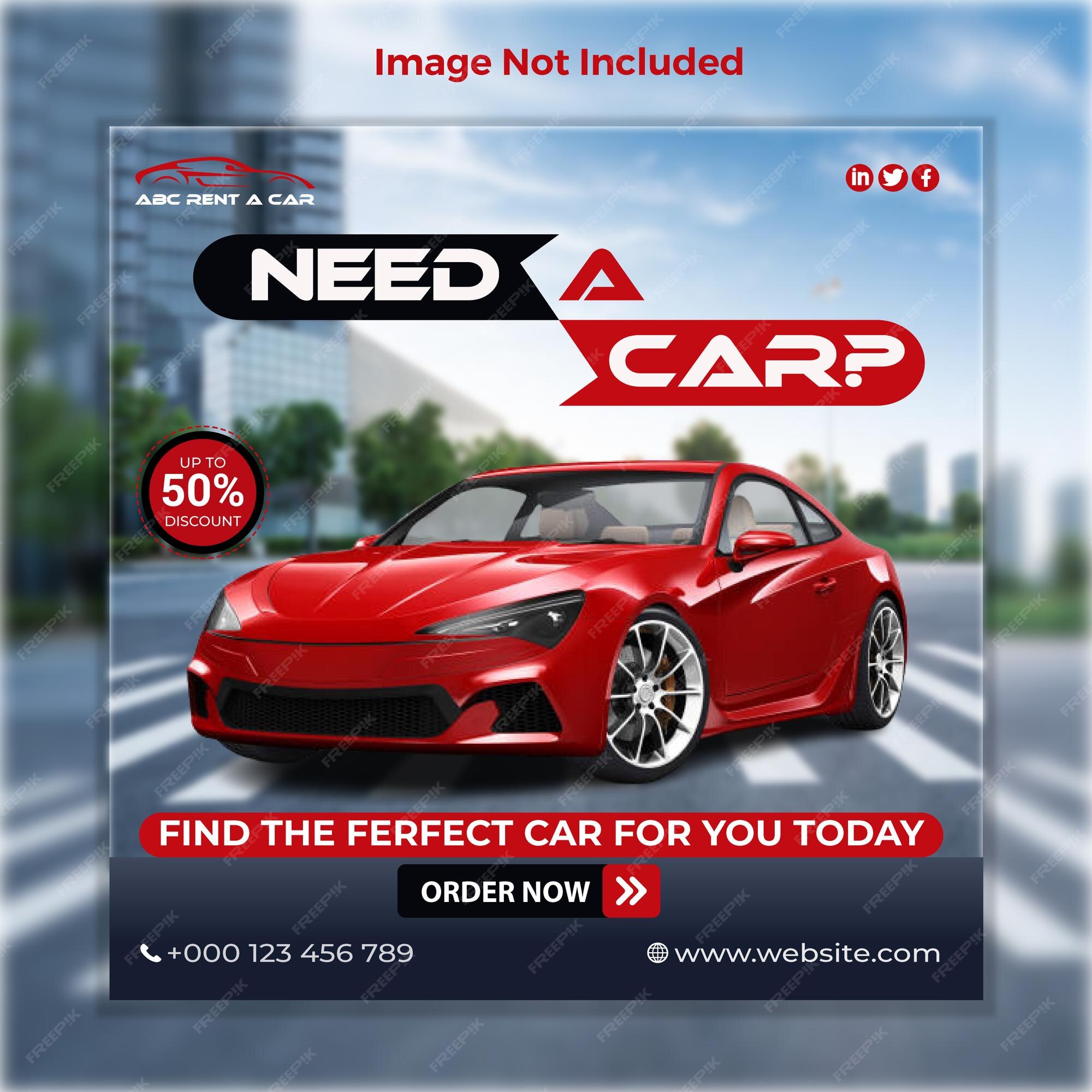 Premium Vector Red colors rent a car social media post template
